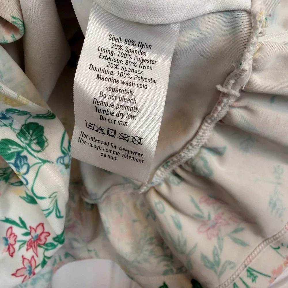 Janie and Jack Girls Floral Long Sleeve Rash Guard Swim Top Peplum Cream Size 10